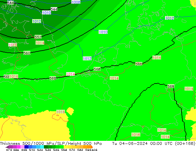 Thck 500-1000hPa UK-Global Ter 04.06.2024 00 UTC