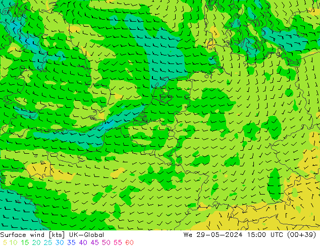 ветер 10 m UK-Global ср 29.05.2024 15 UTC