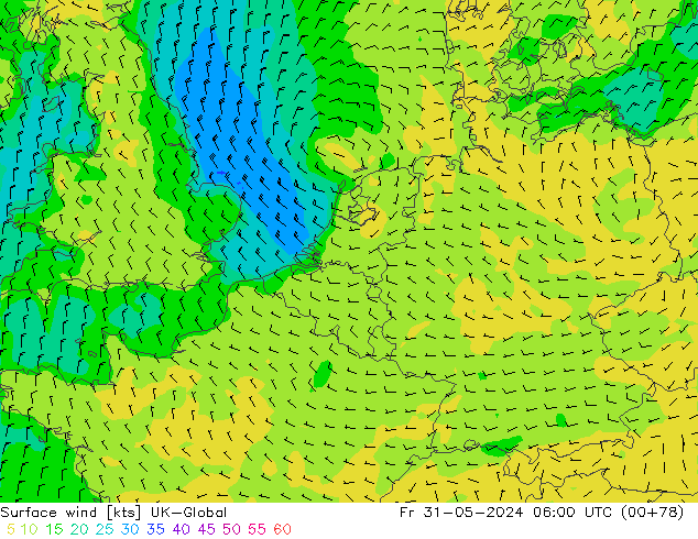 wiatr 10 m UK-Global pt. 31.05.2024 06 UTC