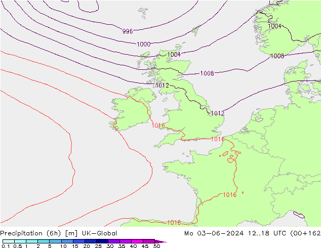 Yağış (6h) UK-Global Pzt 03.06.2024 18 UTC