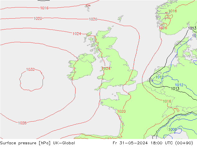 Presión superficial UK-Global vie 31.05.2024 18 UTC