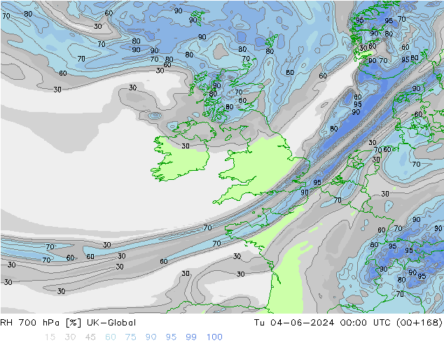 RH 700 hPa UK-Global Ter 04.06.2024 00 UTC