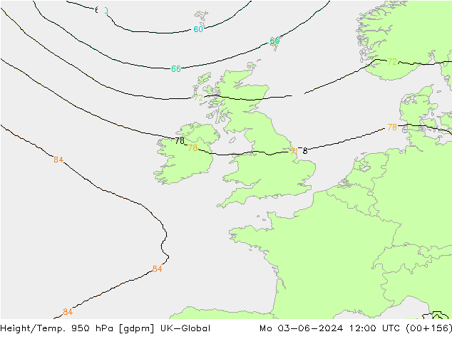 Height/Temp. 950 hPa UK-Global Seg 03.06.2024 12 UTC