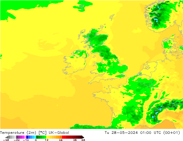 Temperatura (2m) UK-Global mar 28.05.2024 01 UTC