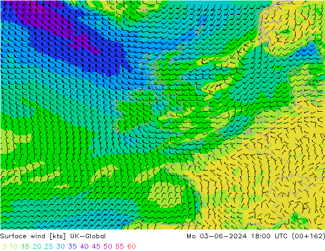 Rüzgar 10 m UK-Global Pzt 03.06.2024 18 UTC