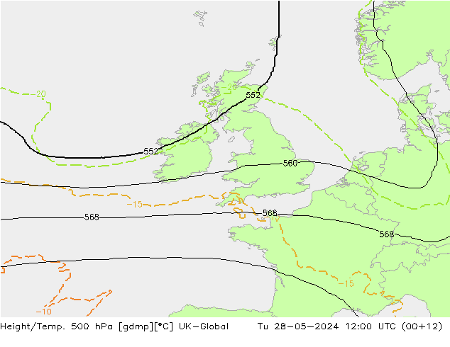 Hoogte/Temp. 500 hPa UK-Global di 28.05.2024 12 UTC