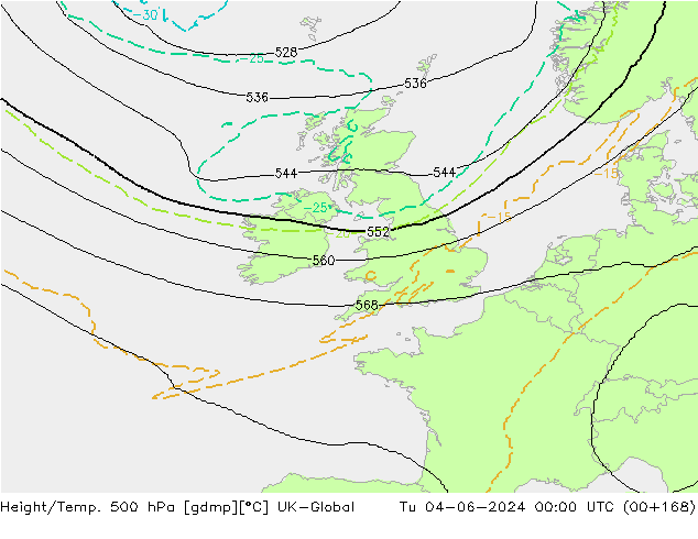 Height/Temp. 500 hPa UK-Global  04.06.2024 00 UTC