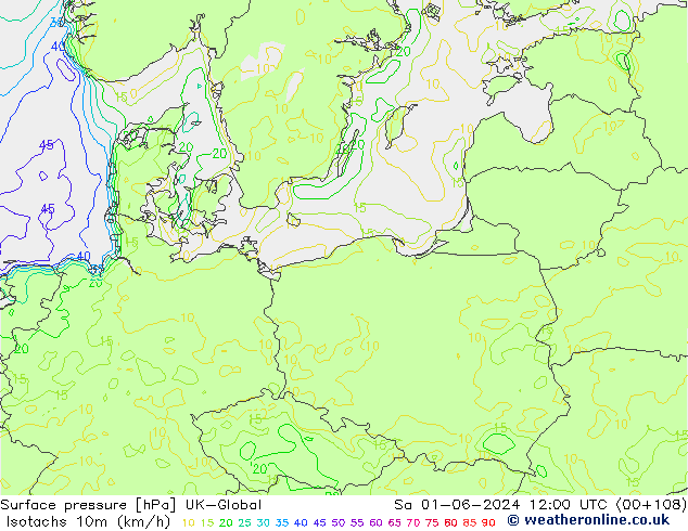 Isotachs (kph) UK-Global сб 01.06.2024 12 UTC