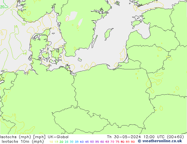 Isotachs (mph) UK-Global Th 30.05.2024 12 UTC