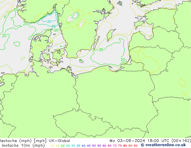 Eşrüzgar Hızları mph UK-Global Pzt 03.06.2024 18 UTC