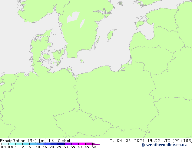 Precipitation (6h) UK-Global Tu 04.06.2024 00 UTC