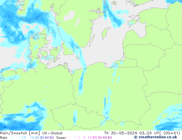 Rain/Snowfall UK-Global чт 30.05.2024 03 UTC