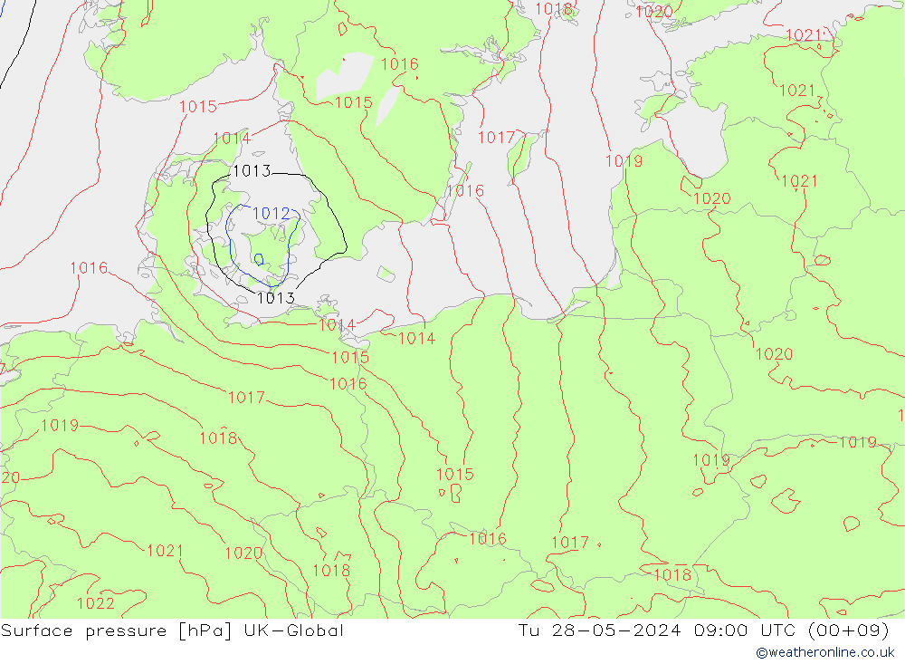 Surface pressure UK-Global Tu 28.05.2024 09 UTC