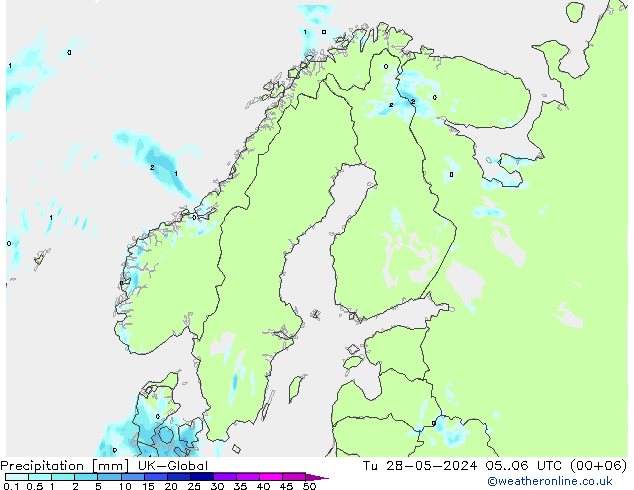 Precipitation UK-Global Tu 28.05.2024 06 UTC