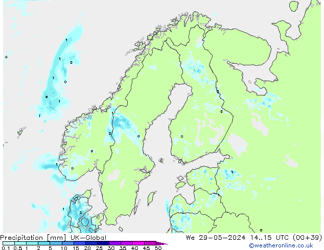 Yağış UK-Global Çar 29.05.2024 15 UTC
