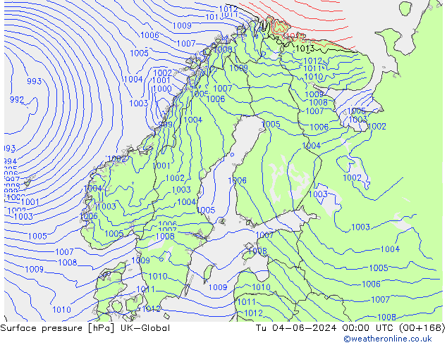 Atmosférický tlak UK-Global Út 04.06.2024 00 UTC