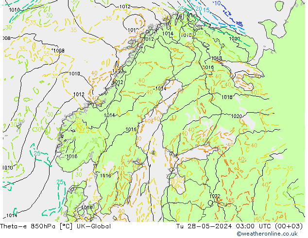 Theta-e 850hPa UK-Global Sa 28.05.2024 03 UTC