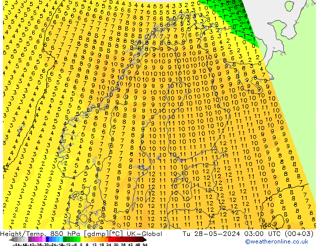 Height/Temp. 850 hPa UK-Global Ter 28.05.2024 03 UTC