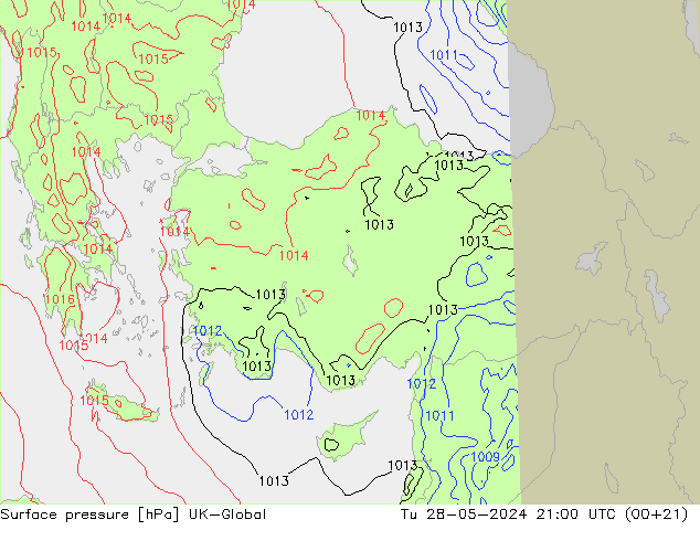 Yer basıncı UK-Global Sa 28.05.2024 21 UTC
