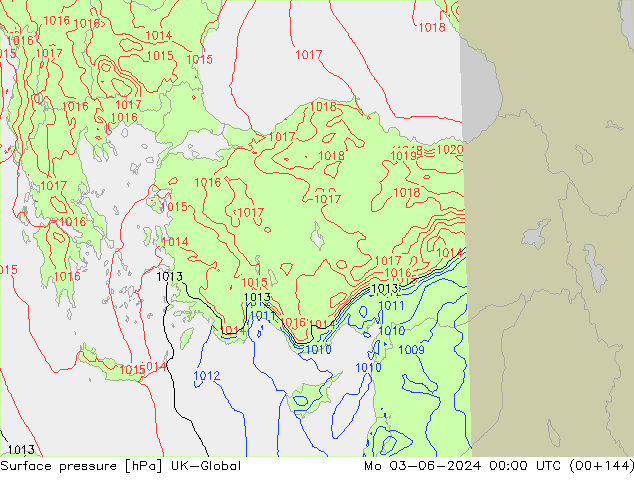 приземное давление UK-Global пн 03.06.2024 00 UTC