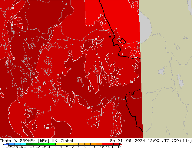 Theta-W 850hPa UK-Global  01.06.2024 18 UTC