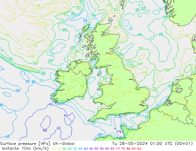 Isotachs (kph) UK-Global mar 28.05.2024 01 UTC