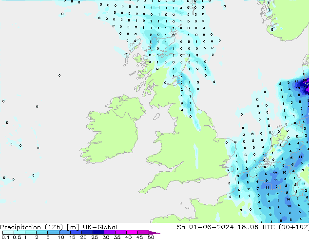 Precipitación (12h) UK-Global sáb 01.06.2024 06 UTC