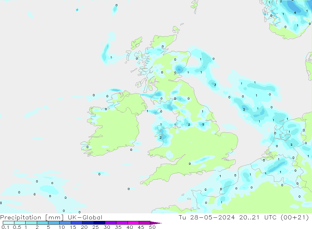 Precipitazione UK-Global mar 28.05.2024 21 UTC