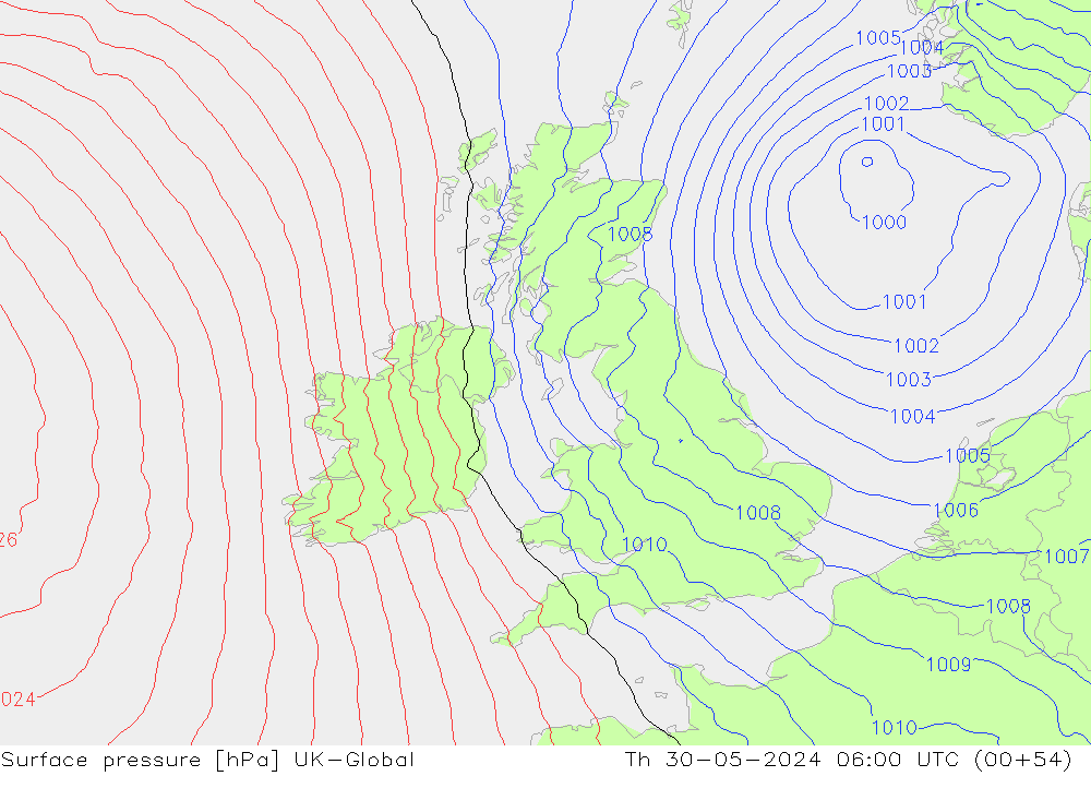 pressão do solo UK-Global Qui 30.05.2024 06 UTC