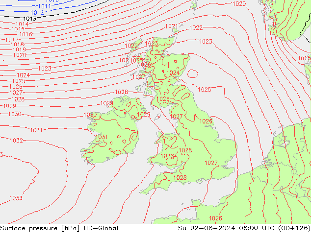 Luchtdruk (Grond) UK-Global zo 02.06.2024 06 UTC