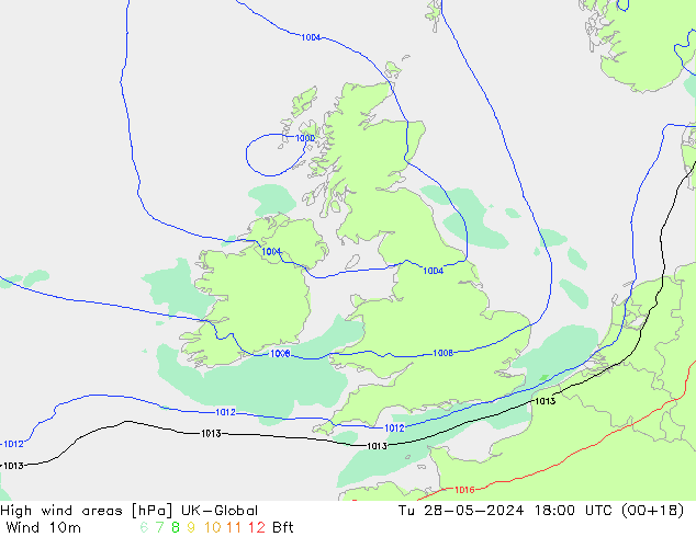High wind areas UK-Global Út 28.05.2024 18 UTC