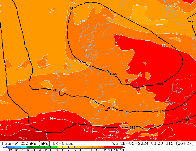 Theta-W 850hPa UK-Global St 29.05.2024 03 UTC