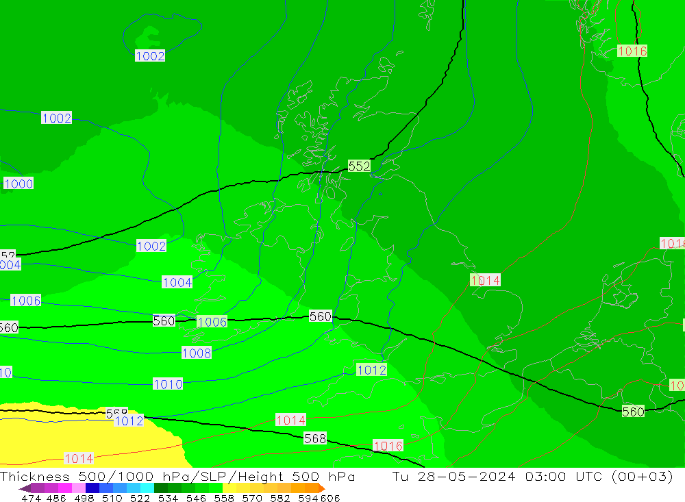 Thck 500-1000hPa UK-Global Ter 28.05.2024 03 UTC