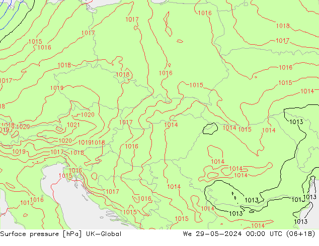 Surface pressure UK-Global We 29.05.2024 00 UTC