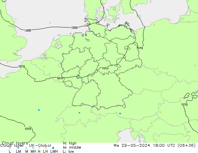 Cloud layer UK-Global ср 29.05.2024 18 UTC