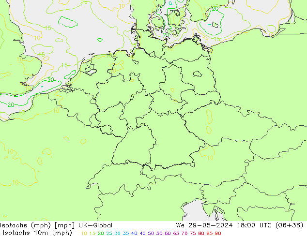 Eşrüzgar Hızları mph UK-Global Çar 29.05.2024 18 UTC