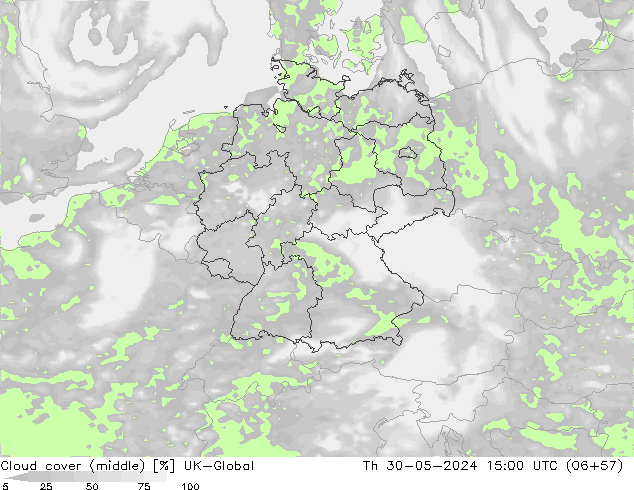 Cloud cover (middle) UK-Global Th 30.05.2024 15 UTC