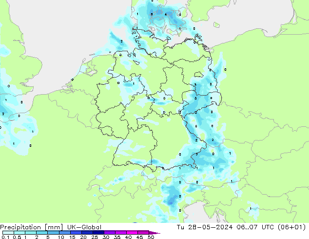 Précipitation UK-Global mar 28.05.2024 07 UTC