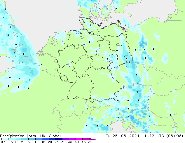 降水 UK-Global 星期二 28.05.2024 12 UTC