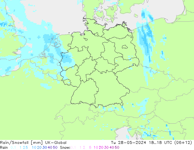 Regen/Schneefall UK-Global Di 28.05.2024 18 UTC
