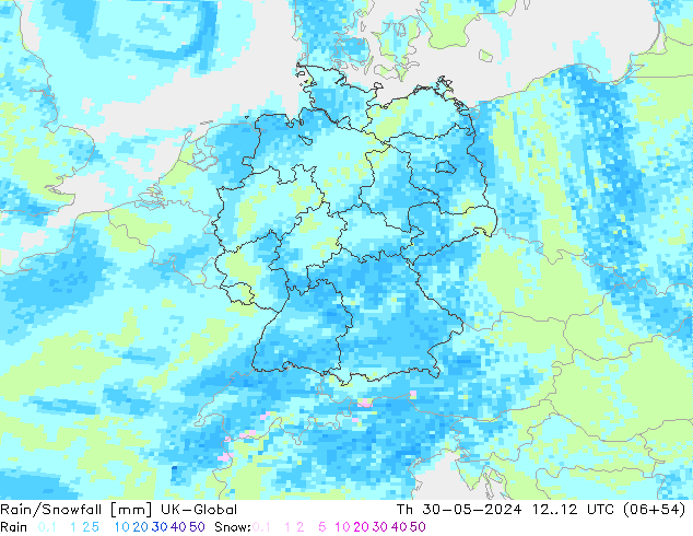 Rain/Snowfall UK-Global Th 30.05.2024 12 UTC