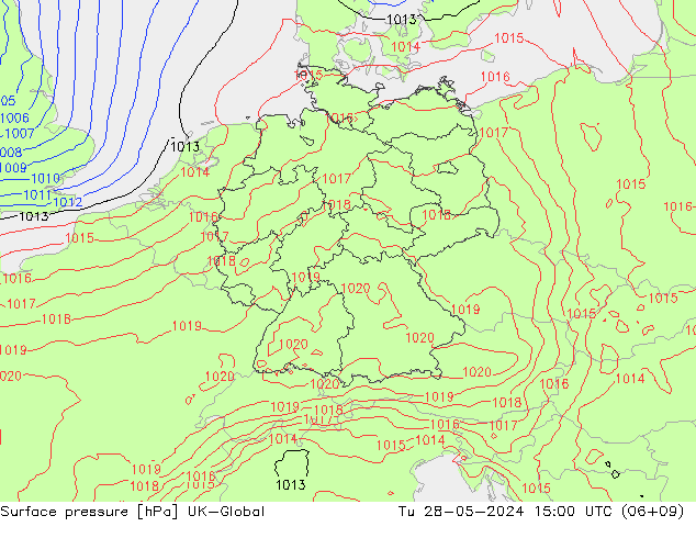 Pressione al suolo UK-Global mar 28.05.2024 15 UTC