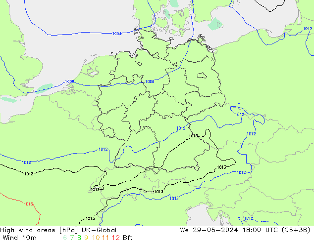 High wind areas UK-Global  29.05.2024 18 UTC