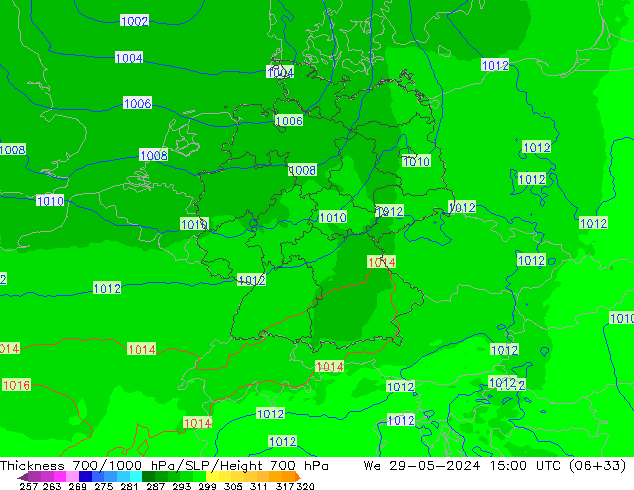 Thck 700-1000 hPa UK-Global We 29.05.2024 15 UTC