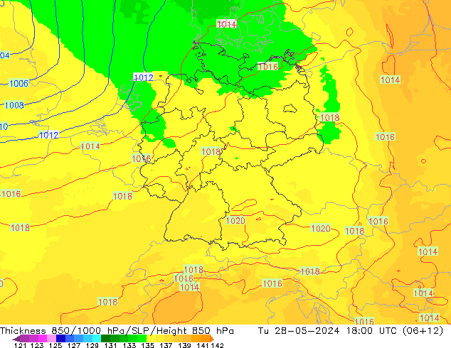 850-1000 hPa Kalınlığı UK-Global Sa 28.05.2024 18 UTC