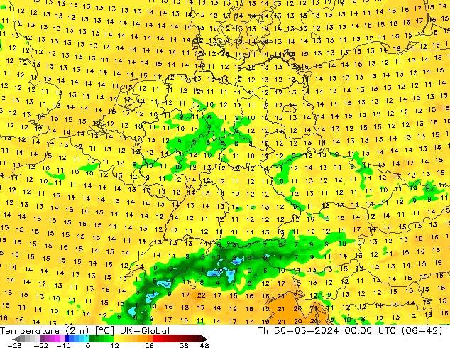 Temperatura (2m) UK-Global jue 30.05.2024 00 UTC