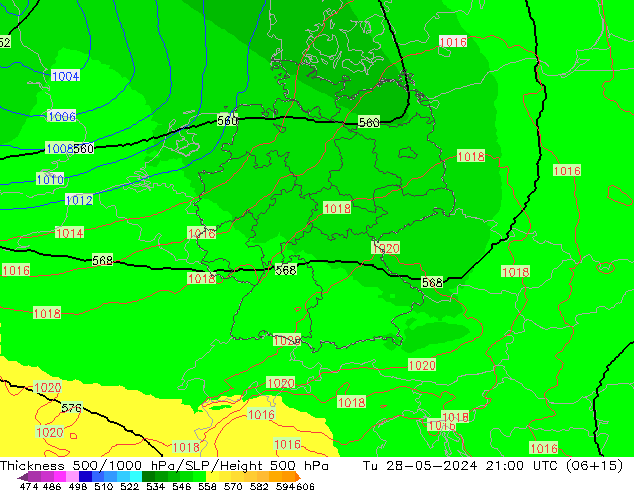 Thck 500-1000hPa UK-Global Út 28.05.2024 21 UTC