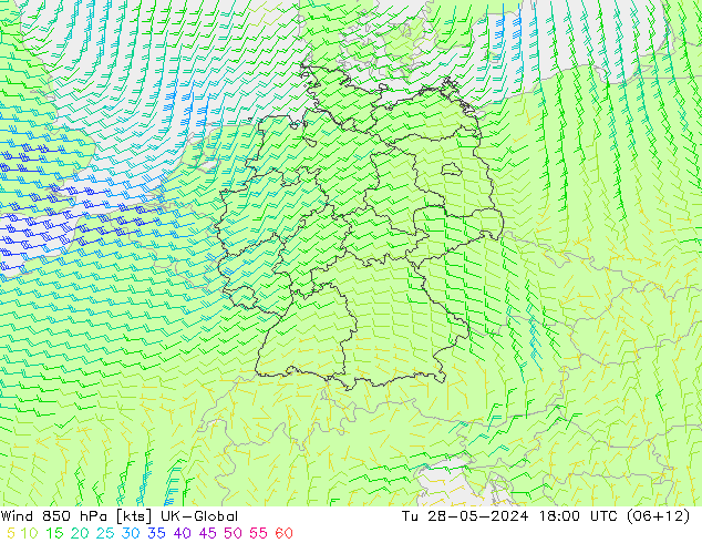 Vent 850 hPa UK-Global mar 28.05.2024 18 UTC