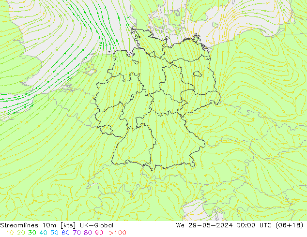 Rüzgar 10m UK-Global Çar 29.05.2024 00 UTC