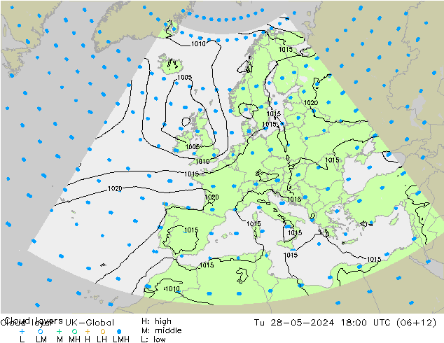 Wolkenschichten UK-Global Di 28.05.2024 18 UTC